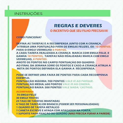 Quadro de Rotina Infantil - Quadro de Incentivo - Quadro de Tarefas - Quadro de recompensa - Regras