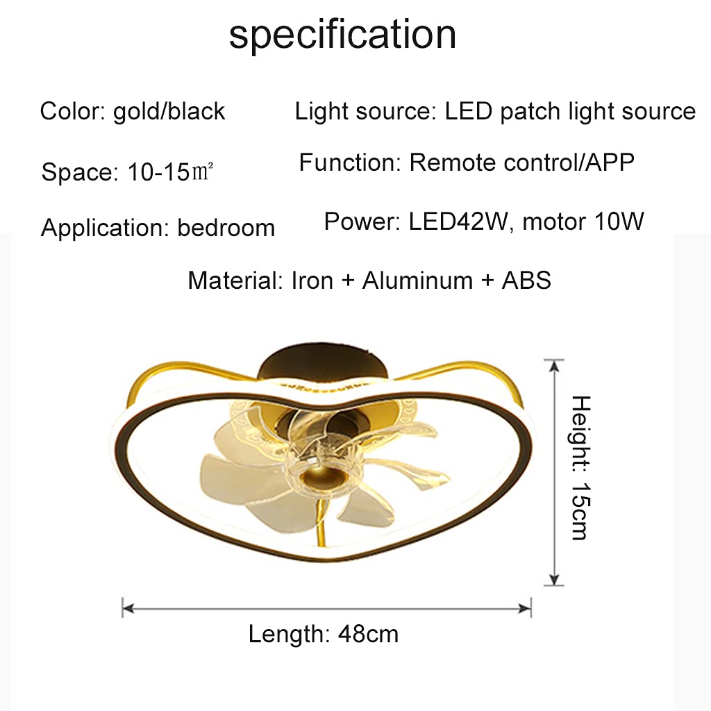 Lampadario Intelligente con Ventilatore e Controllo Alexa, Nessun WiFi Richiesto, Plafoniera con Ventilatore Design Moderno a Fiore, Lampadario Ventola per Camera da Letto, Soggiorno, Oro