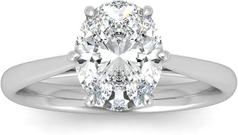 BFD IGI Certified Lab Grown Oval Diamond Cathedral Solitaire Engagement Ring in Platinum, 2.00Ct 5.00Ct, Wedding, Anniversary, Promise Ring | Luxury Gift Collection