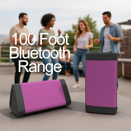 Image of OontZ Angle 3 (4th Gen) - Portable Bluetooth Speaker, 12W Stereo Sound, 24 Hour Playtime, Rich Bass, 100 Foot Wireless Range, Waterproof, Home, Outdoor, Travel, Great Gift (Pink)