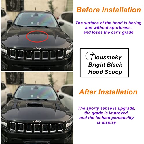Tiousmoky Hood Scoop Car Hood Vent Universal Air Intake Grille Inlet Trim Decor Cover Turbo Bonnet Vent Cover Accessory (Black) #TOP4