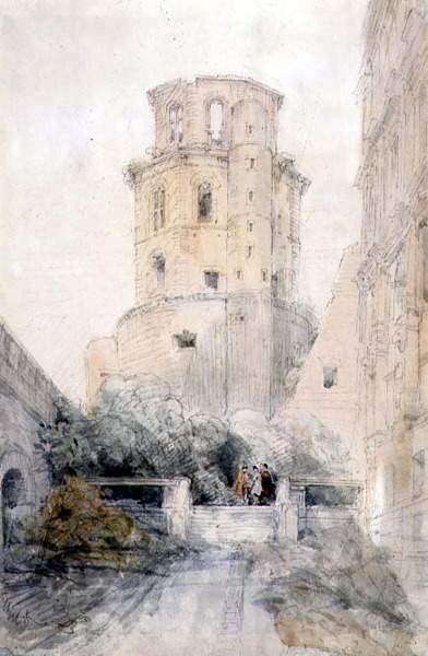 Tour à Heidelberg impression sur toile 58 x 90 cm David Roberts tableau sans cadre