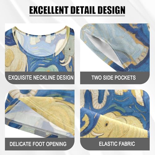 Little Girls Short Pajamas Sets Nighty Jammies Set for Teens Sleepwear 5Y Blue Elephant Art Painting pijama para jovenes hombres4