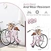 MEGHNA Foldable Cruiser City Bike with Basket 24 inch Wheel Rear Cargo Rack Low - Step Through Frame Single Speed Bike V - Brake and Band Brake Beach Cruiser Bike for Womens Girls Senior, Pink #3