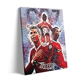 Ronaldo Canvas Wall Art, Iconic Football Sports Pictures Print Wall Artwork, Superstar Manchester United CR7 Legend Poster Framed Art for Game Rooms, Offices, or Bedrooms 20x24inch