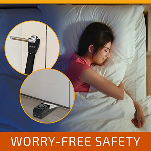 Door Stopper Alarm And Door Security Bar Bundle - House, Apartment, School, Hotel Door Security System, Sliding Glass Door Security Bar - Lightweight, Portable Doorstops #TOP4