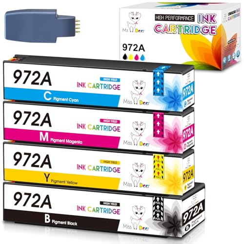 Image of Miss Deer 972A Ink Cartridges(New Version) Compatible Replacement for 972 972A 972X Ink Cartridges,Work for PageWide Pro MFP 352dw 377dw 477dw 477dn 577dw 577z 452dw 452dn 552dw P55250dw