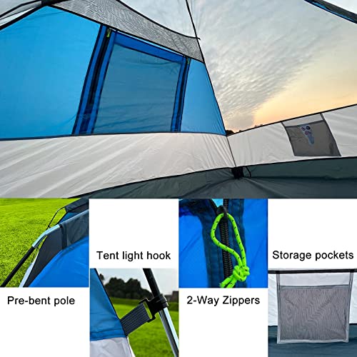 Camping Tent With Rainfly, 2/4/8 Person Dome Tent,Waterproof Windproof Family Tent With Mesh Windows, Easy Set Up For Hiking And Outdoor For All Seasons(Blue) #TOP3