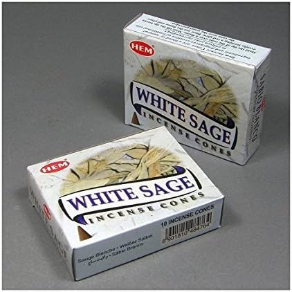 HEM White Sage Incense Dhoop Cones, Pair of 10 Cone Boxes