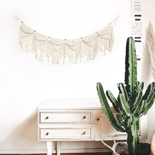 jontell Macrame Hat Organizer Baseball Cap Holder Ball Hat Storage Cap Display with Bead Wall Hanging Hat Rack for Boho Bedroom Living Room-1 Pack by jontell - Image 6