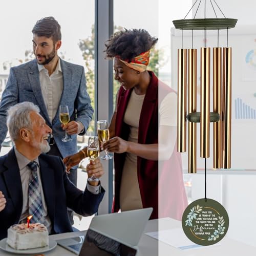 Image of ASTARIN Personalized 36 inch Happy Retirement Wind Chimes, Retirement Wind Spinner Gift for Women /Men Teacher Coworker 2024, Going Away Farewell Gifts, Deep Tone Larde Wind Chime