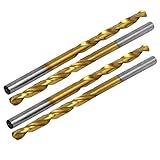 uxcell 3.4mm Drilling Dia Titanium Plated 2-Flute Straight Shank Twist Drill Bit 4pcs