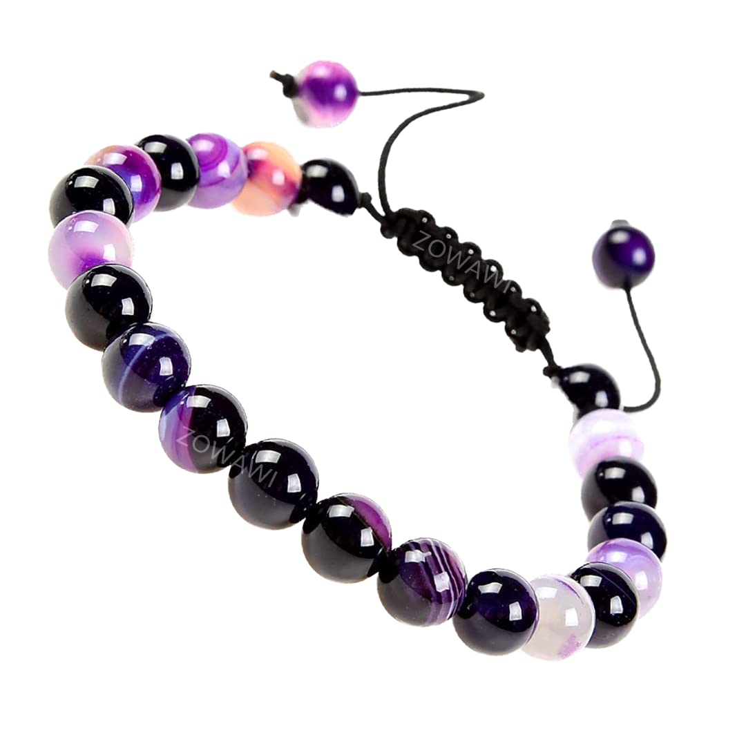 MAUTIK SADIWALA Purple Agate Unisex Adjustable Bracelet 8mm Beads Size (Purple Agate Bracelet) (B0BSVLW26R) Amazon Price History, Amazon Price Tracker