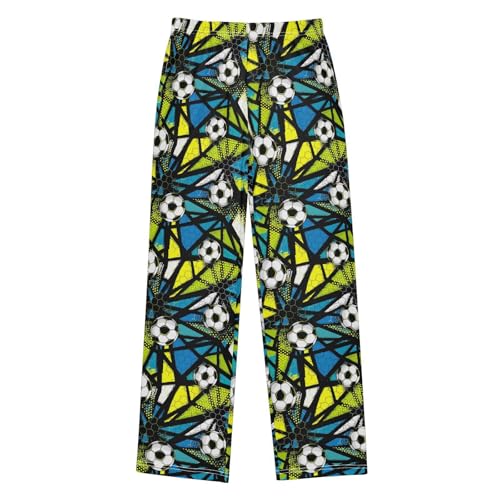 ZZXXB Football Geometry Boys Long Pants Soft Trousers Elastic Waist Kids Lounge Bottoms with Pockets S-XL