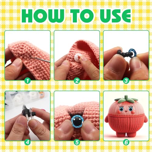 TOAOB 28pcs 12mm Safety Eyes Plastic Glitter Safety Eyes with Black Eyelashes and Washers for Amigurumis Craft Crochet Eyes for DIY Puppet Bear Stuffed Animal Doll Making - Image 4