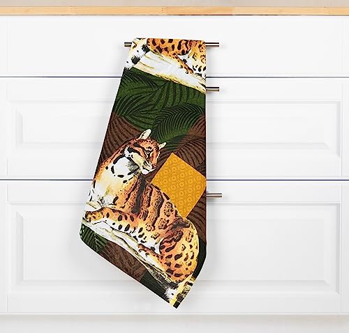 Excelsa Leopard Kitchen Towel 100% Cotton, Cm. 70 x 50, With Hole, Front Decoration Leopard and Back White - Image 4