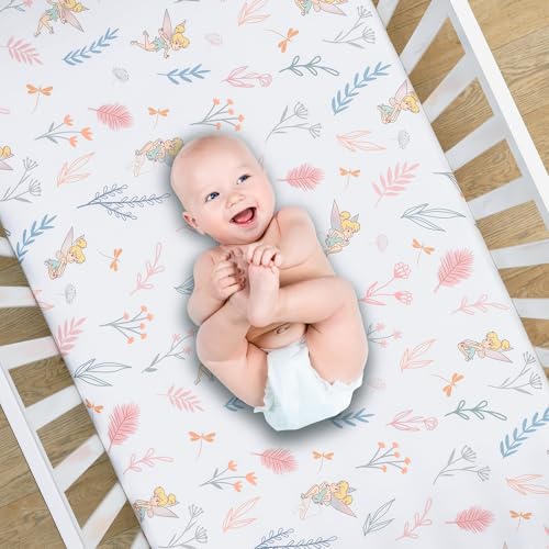 Image of Bedtime Originals Tinker Bell Fitted Crib Sheet - Pink, White, Green, Disney