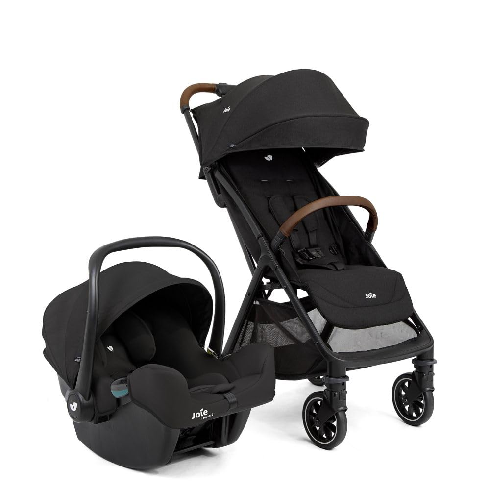 Joie Pact Pro Travel System – Including i-Snug 2 Infant Carrier – Lightweight, Compact, Raincover Included – Birth to 22 kg – Shale