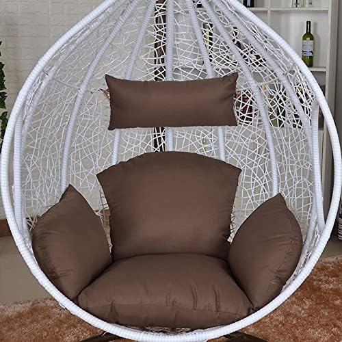 HMCUIQI Garden Wicker Hanging Egg Rattan Chair Hammock Pad Waterproof, Hanging Basket Chair Cushion Outdoor Not-Slip, for Patio Garden (Without Stand)