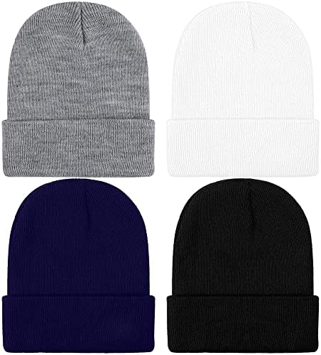 TODDOR 4 Pack Kid's Winter Beanies Acrylic Knitted Beanies Warm Cold Weather Beanie Hats for Boys or Girls