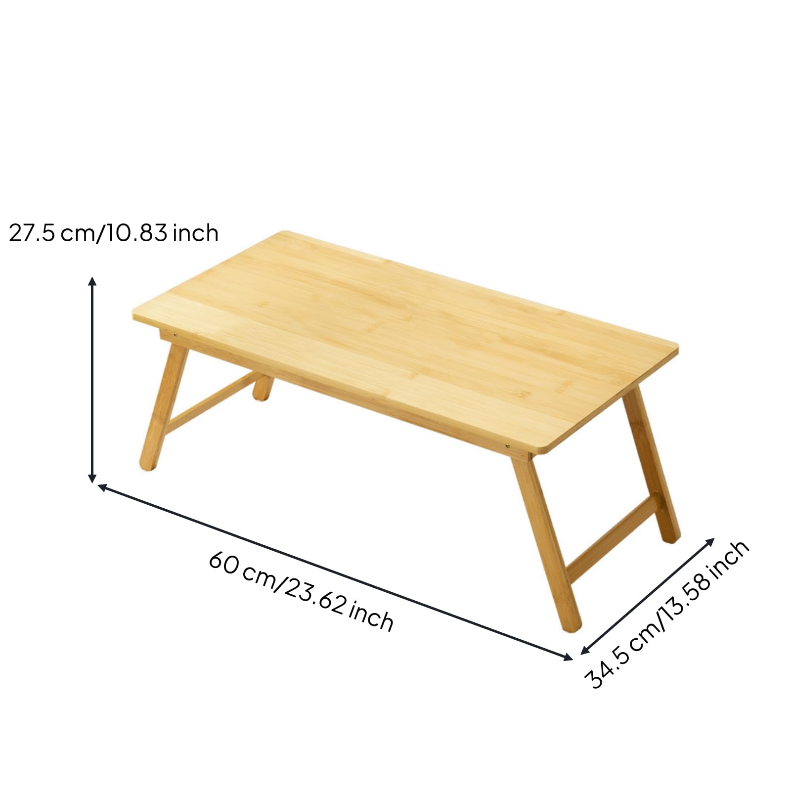 Scrivania Portatile Tavolino Laptop Tavolo Pieghevole Banco da Letto in Bambù Superficie Liscia Antigraffio Telaio Salvaspazio per Lavoro Studio, Naturale, Piccolo