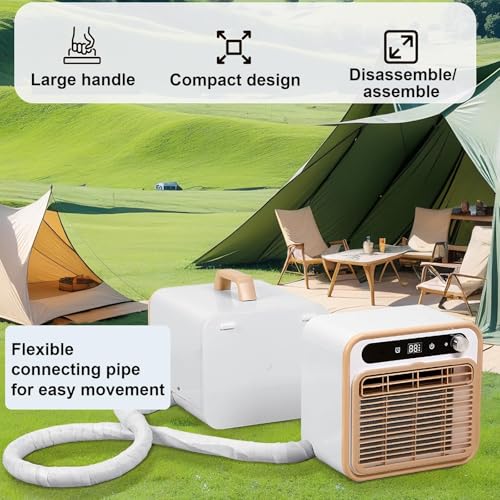 Klimatyzator Split 1500 W, cichy, z pilotem zdalnego sterowania Wi-Fi, timer, przenośny, bez węża, do sypialni, kampera, do kampera, lekki, 13 kg chłodzenia