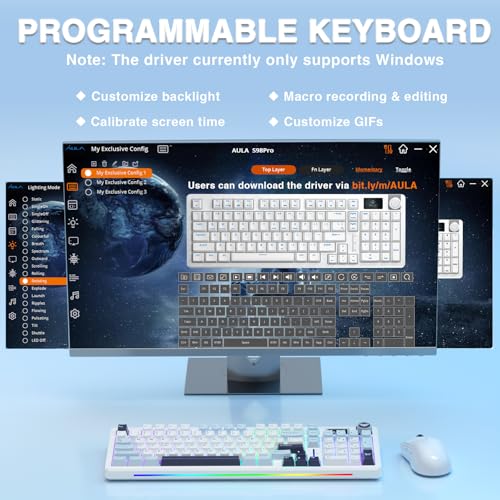 Image of AULA S98 Pro Wireless Mechanical Keyboard,Smart Screen & Knob,Tri-Mode BT5.0 /USB-C /2.4GHz Creamy Keyboard,Pre-lubed Linear Switches,Hot Swappable RGB Backlit Computer Gaming Keyboards