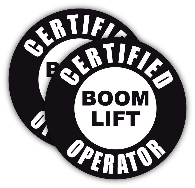 (Pair) Reflective Certified Boom Lift Operator Hard Hat Sticker/Helmet Decal Label Lunch Tool Box Decal