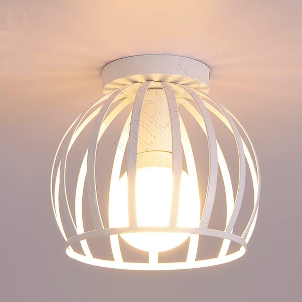 Plafonnier Suspendu Rétro Chrasy - Bois Et Métal Blanc - Douille E27 - Pour Chambre/salon
