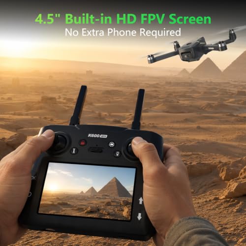 Image of GPS Drone with EIS 4K Camera, 4.5 inch FPV Screen, 5GHz Transmission Foldable Drone with Brushless Motor, Auto Return Follow Me, Gesture Control, Al Track&Orbit Mode for Adults /Kids /Beginners, Under 249g