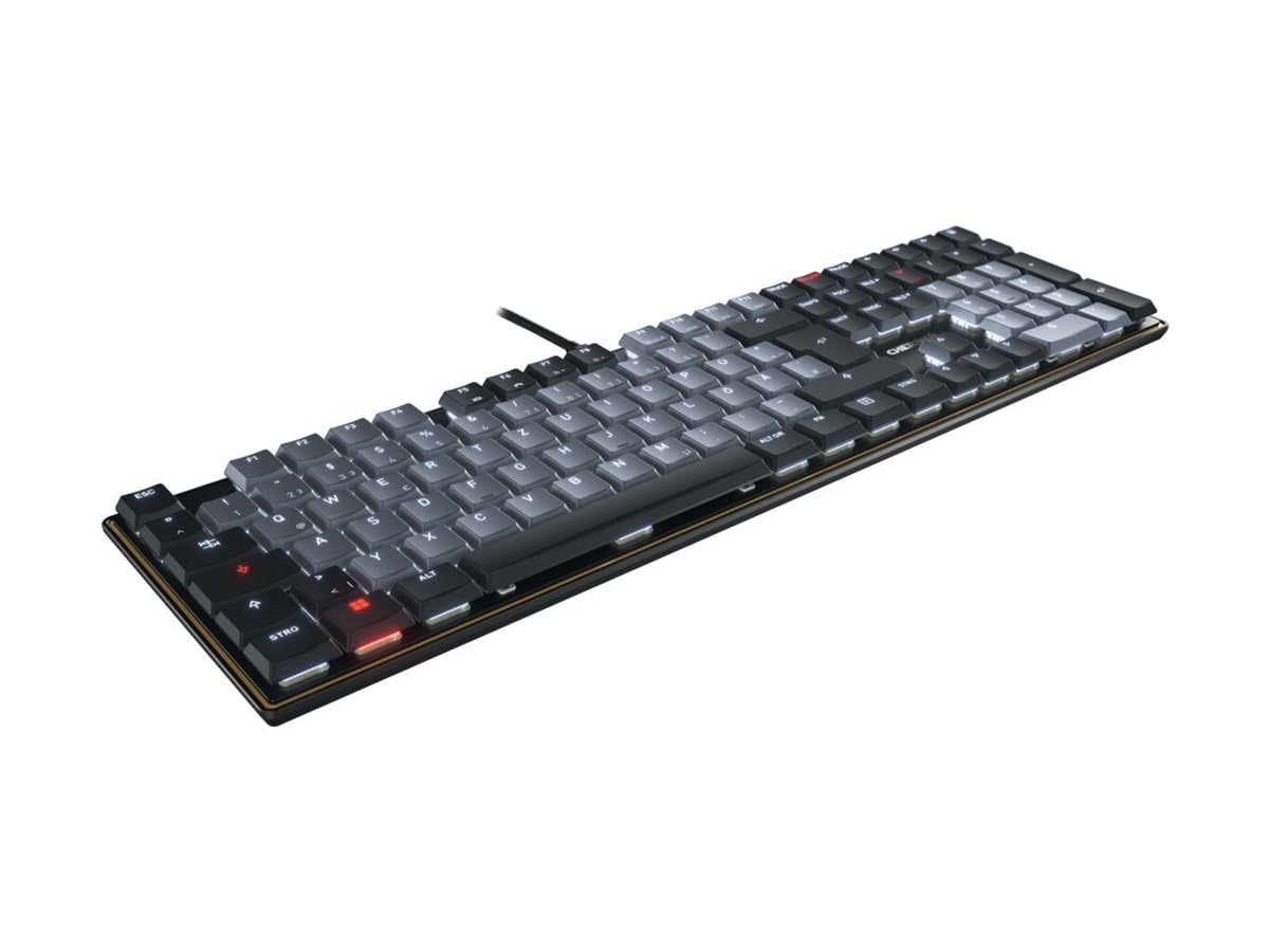 CHERRY KC 500 MX LP, Mechaniczna Klawiatura Niskoprofilowa, Układ Niemiecki (QWERTZ), Przewodowa (USB-A), Podświetlana, Przełączniki MX LP 2.0 IVORY, Czarny