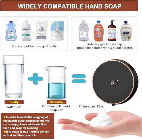 Image of Znine LuxFoam: Automatic Hand Washer & Foam Dispenser for Bathroom - Wall Mounted Smart Rechargeable Shampoo Hand Wash, 280ml, 3 Adjustable Bubble Levels, with Bracket. (Jet Black)