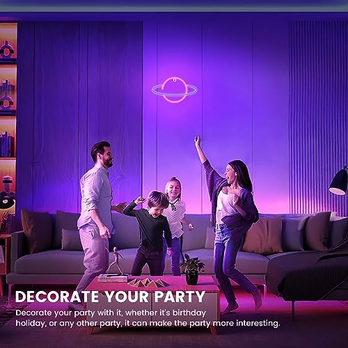Image of Planet Neon Sign, USB & Battary Powered Christmas Lights Outdoor & Indoor, Party Decorations, Planet Decorations for Bedroom, Living Room, Home