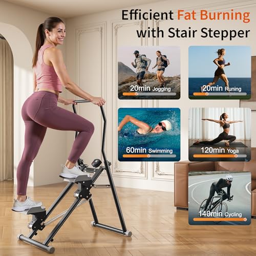 Image of MOMODA Stair Stepper Resistance Adjustable Folding Vertical Climber Machine for Home Gym Full-Body Workout