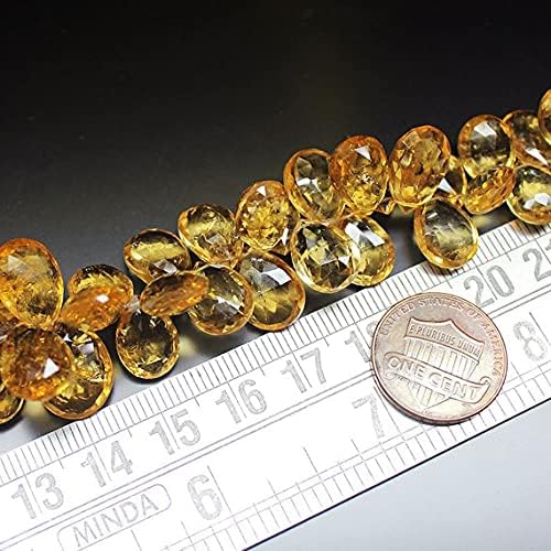 Miniatura 2 de Cuentas sueltas de citrino dorado facetado de pera, cuentas sueltas de 7 pulgadas, 0.394 in, 0.551 in