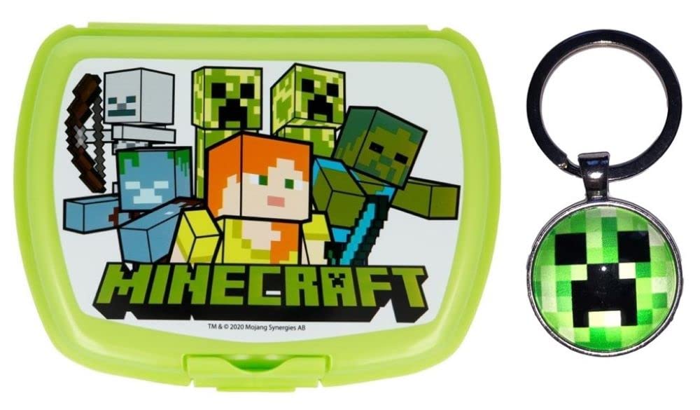 OM SUPPLIESMinecraft Urban Sandwich Lunch Snack Box Kids Children School Includes Minecraft Keychain (Minecraft)
