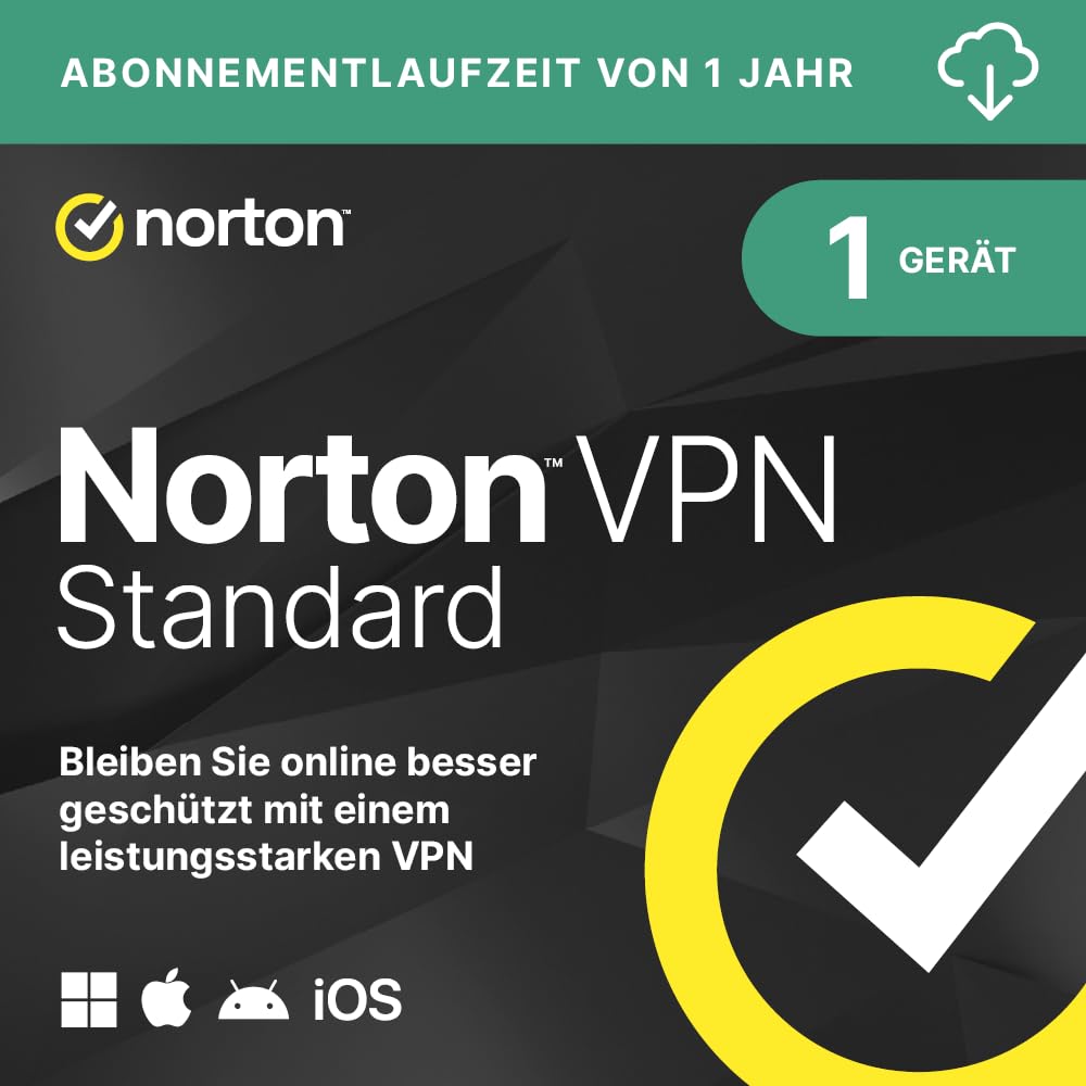 Norton VPN Standard 2026 | 1 Geräte | 1-Jahres-Abonnement | Aktivierungscode per Email
