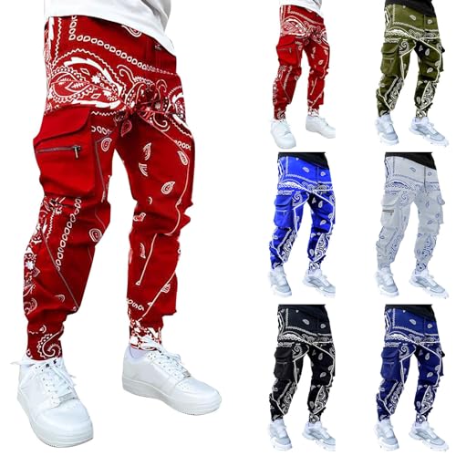 Pantalones estilo harén hippie para hombre y hombre, con estampado de flores de anacardo, estilo cargo, casuales, sueltos, con cordones, cintura elástica, pantalones deportivos de moda para festivales