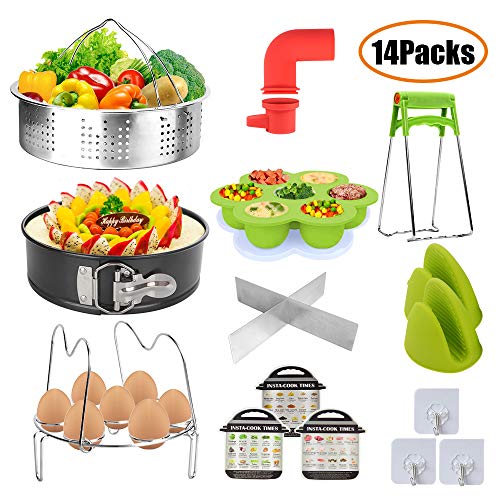 Zubehör für Instant Pot,Essieny 15PCS Schnellkochtopf Zubehör mit Edelstahl Dämpfeinsatz,Ei...