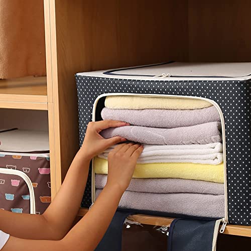 Image of Storage Box for clothes Cloth storage box wardrobe organizers (66 LTR Pack of 3, Skyblue)