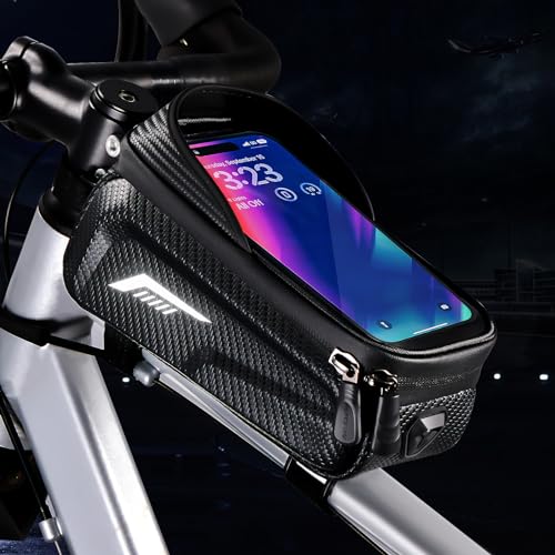 Fahrradtasche Rahmen, Wasserdicht Fahrrad Rahmentasche, Oberrohrtasche Fahrrad mit 3D Sonnenblende und TPU Sensitivem Touchscreen, Fahrradtasche Rahmentasche, für Montainbikes, Rennrad, E bikes