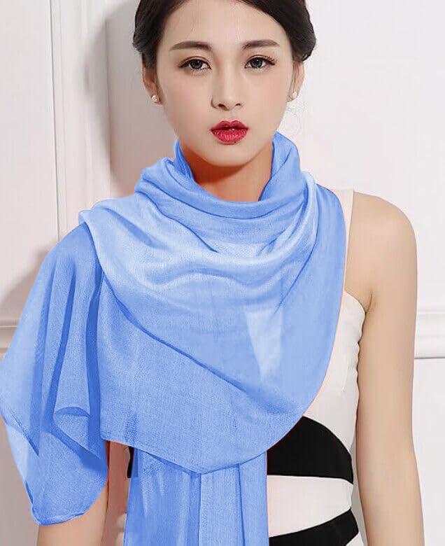 Cotton Silk Scarf Elegant Soft Wraps Color Shade Scarves for Women - Image 4