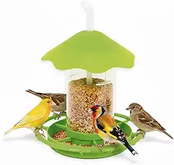 Comedouro Para Pássaros Livre Jardim Externo Pendurar Sementes Frutas Plástico Resistente Telhado Protetor Atrai Aves
