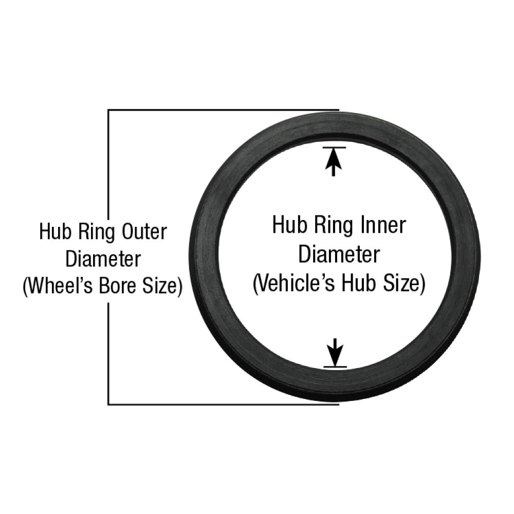 ReplaceMyParts Black Polycarbonate Hubcentric Hub Centric Rings 125.00mm Wheel Bore OD to 121.00mm Hub Bore ID - A Pack of 4
