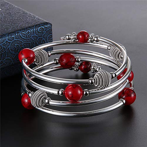 image for PEARL&CLUB Beaded Chakra Bangle Turquoise Bracelet - Fashion Jewelry W