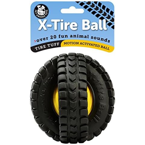 Pet Qwerks X-Tire Ball Dog Toys - Animal Sound Interactive Chew Toy - Medium Cover