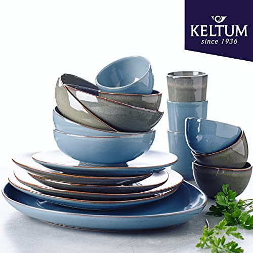 Smokey Blue Glazed Stoneware 4-Inch Bowls, Set of 3