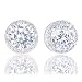 ORROUS & CO Legacy Collection 18K Gold Plated Cubic Zirconia Halo Stud Earrings, Round