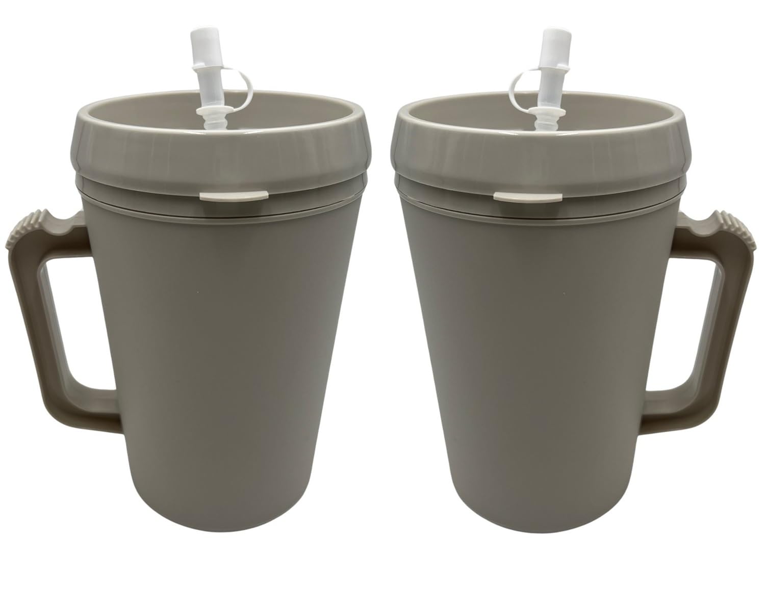 Photo 1 of Sandhill Tools Double Wall Insulated Mug with Straw 34 Oz Refillable Hot and Cold Water Bottle with Sipping Spout, Gray (2 Pack)