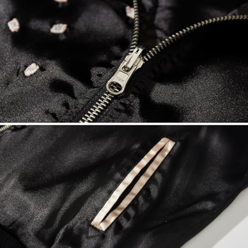 Phoenix Embroidery Men's Bomber Jacket Satin Japanese Style Streetwear Retro Windbreaker Coat for Spring Fall 7